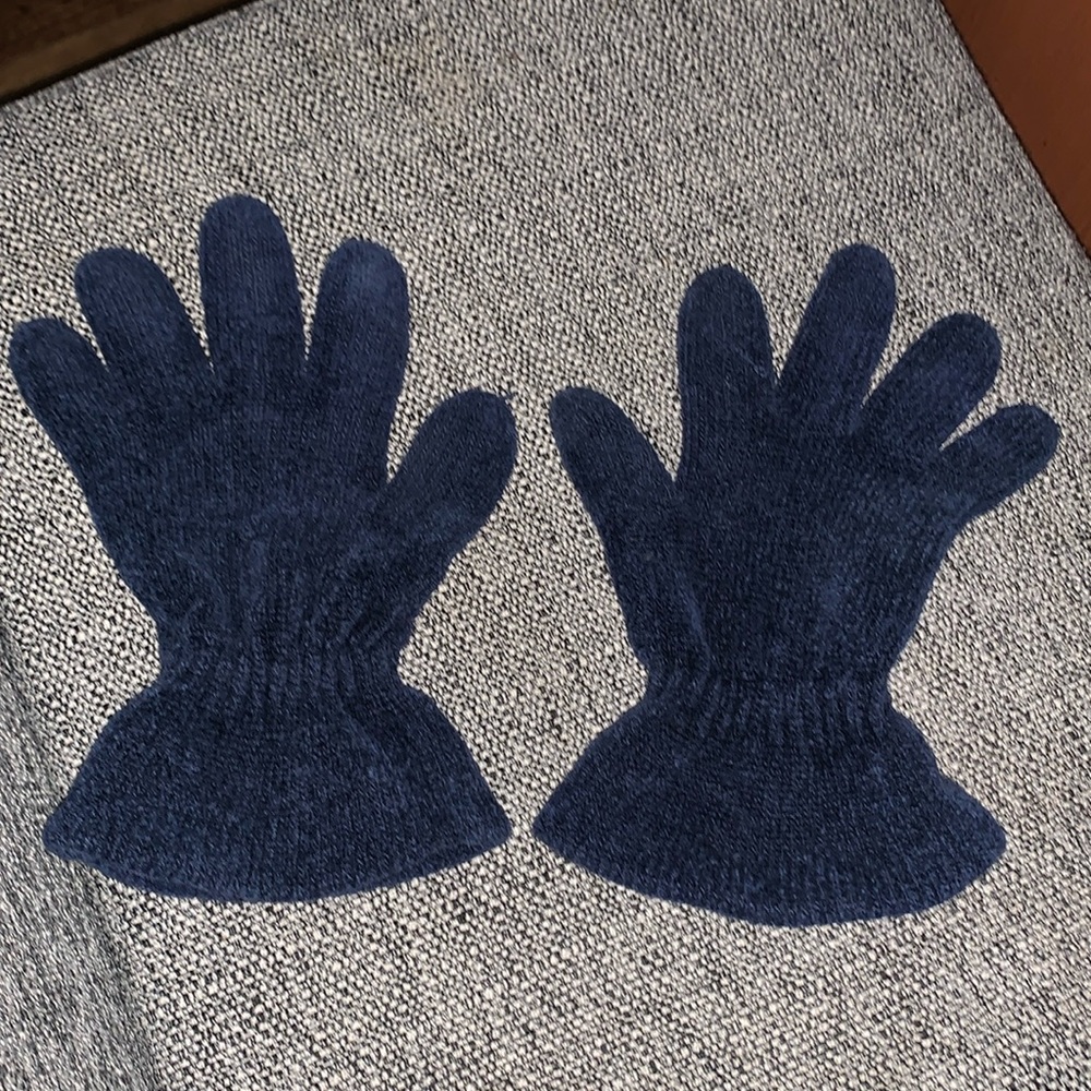 Blue Knit Stretchy Gloves